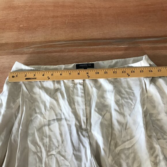 Lafayette 148 Wide Leg Pants Women 12 Beige High Rise Pocket Silk Blend Pull On - Picture 8 of 12